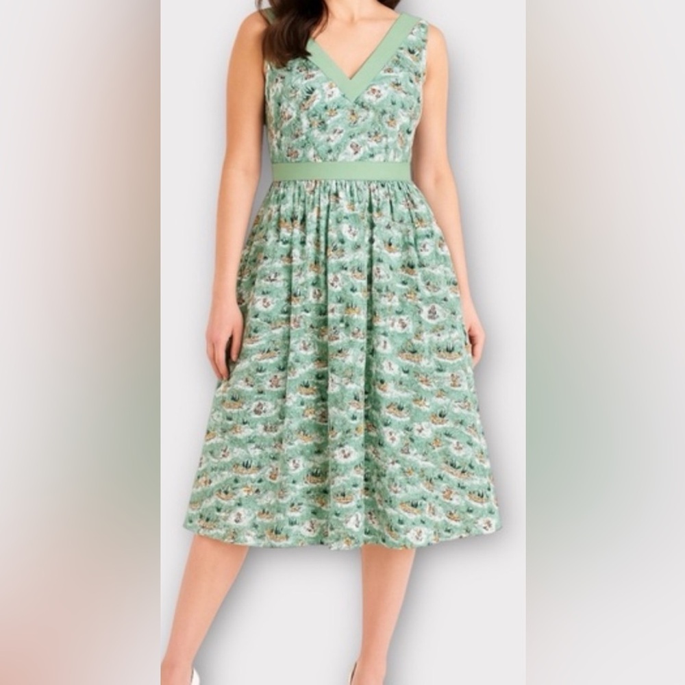 Rare! EUC Disney Parks Dress Shop Green Christmas Winter Dress Holiday 3XL TAGS